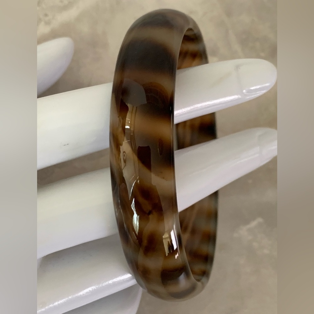 Chalcedony Agate Patterned Bangle Bracelet - image 2